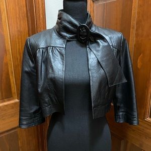 Bebe Black Leather cropped jacket, size small